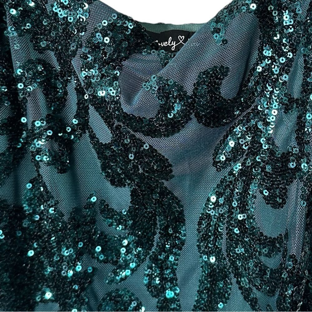 NEW Lovely day hunter green short sequin homecoming prom dress - Picture 6 of 9